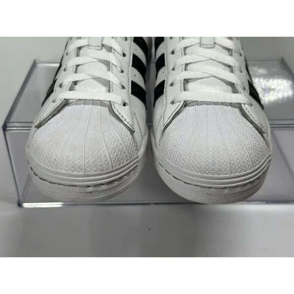 Men's Adidas Superstar Cloud White/Black Leather Sneakers Size 7 Pre-owned - Picture 4 of 8